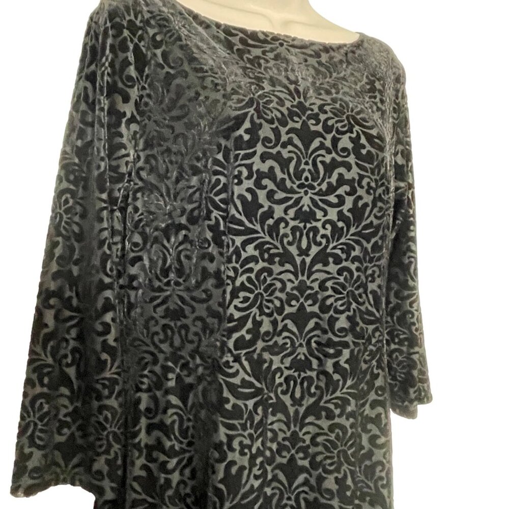Talbots Women's Black Velvet Flocked Embellished Dress M Velvet Burnout